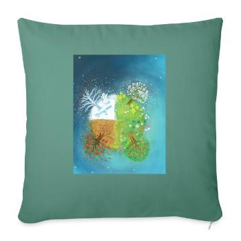 Four Seasons on Earth Illustration - Throw Pillow Cover 17.5” x 17.5” - cypress green - Front