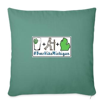 Beer Hike Michigan - Throw Pillow Cover 17.5” x 17.5” - cypress green - Front