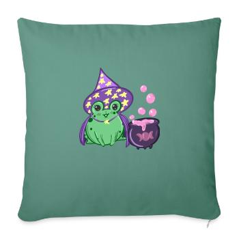 frog witch - Throw Pillow Cover 17.5” x 17.5” - cypress green - Front