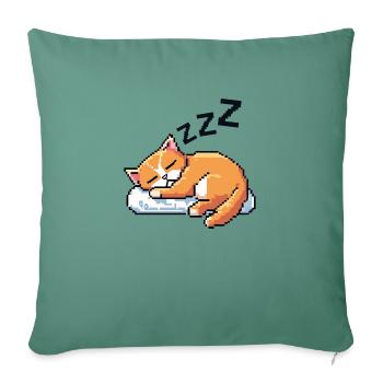 Cat Nap Mode - Throw Pillow Cover 17.5” x 17.5” - cypress green - Front