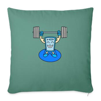 Cute Cartoon Weightlifting - Throw Pillow Cover 17.5” x 17.5” - cypress green - Front