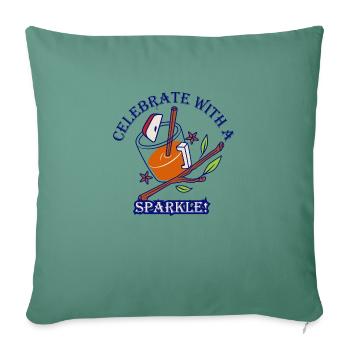 Celebrate With A Sparkle - Throw Pillow Cover 17.5” x 17.5” - cypress green - Front