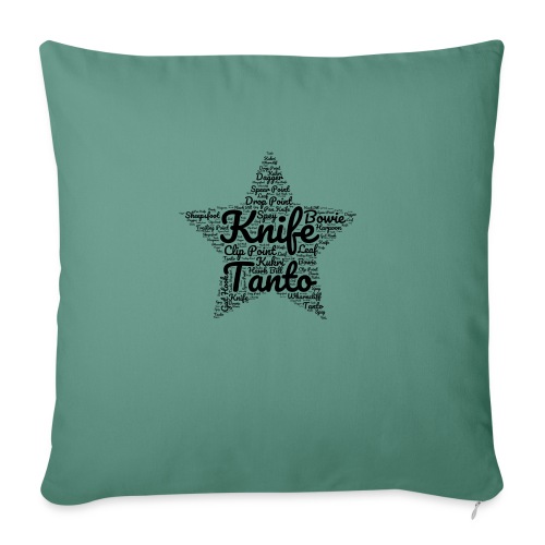 Knife Styles Word Art Design in a Star Shape - Throw Pillow Cover 17.5” x 17.5”