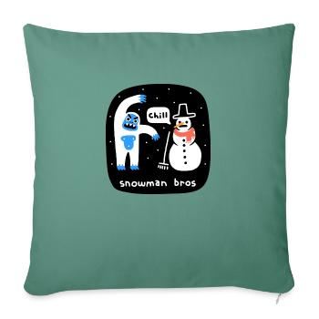 Snowman Bros - Throw Pillow Cover 17.5” x 17.5” - cypress green - Front