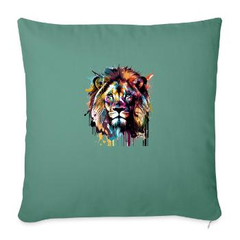 Majestic Color Splash Art Lion - Throw Pillow Cover 17.5” x 17.5” - cypress green - Front