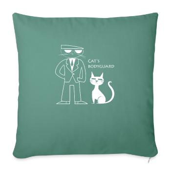Cat s Bodyguard - Throw Pillow Cover 17.5” x 17.5” - cypress green - Front