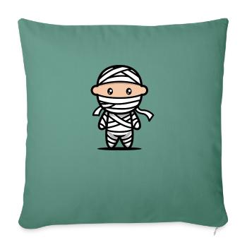 Cute kids with mummy halloween costume - Throw Pillow Cover 17.5” x 17.5” - cypress green - Front