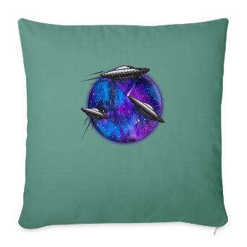 UFO RACE - Throw Pillow Cover 17.5” x 17.5” - cypress green - Front