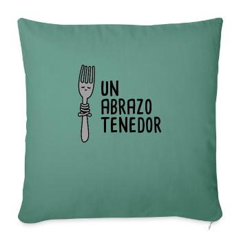 Un Abrazo Tenedor Spanish Puns Collection - Throw Pillow Cover 17.5” x 17.5” - cypress green - Front