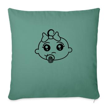 head face girl female woman dummies pretty cute ro - Throw Pillow Cover 17.5” x 17.5” - cypress green - Front