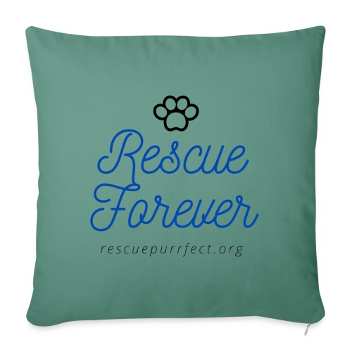 Rescue Purrfect Cursive Paw Print - Throw Pillow Cover 17.5” x 17.5”