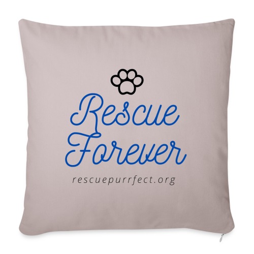 Rescue Purrfect Cursive Paw Print - Throw Pillow Cover 17.5” x 17.5”