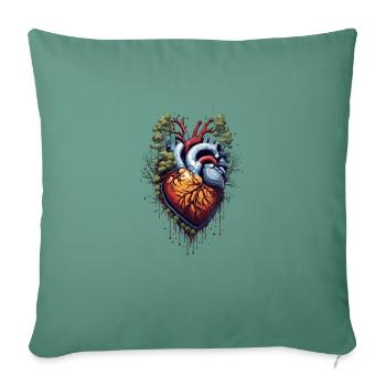 Broken heart - Throw Pillow Cover 17.5” x 17.5” - cypress green - Front
