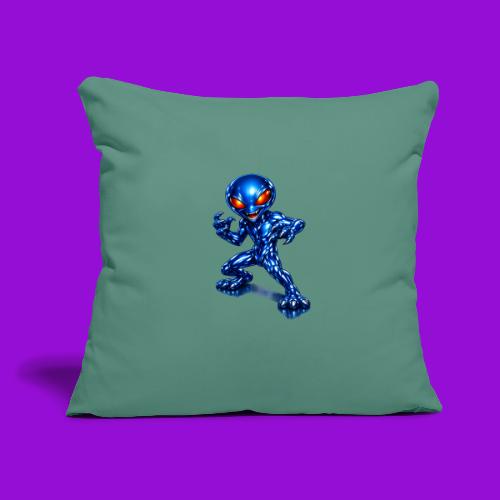 Angry Blue Alien - Throw Pillow Cover 17.5” x 17.5”