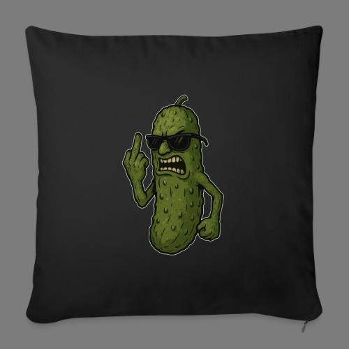 Angry Pickle Flipping the Bird - Throw Pillow Cover 17.5” x 17.5”