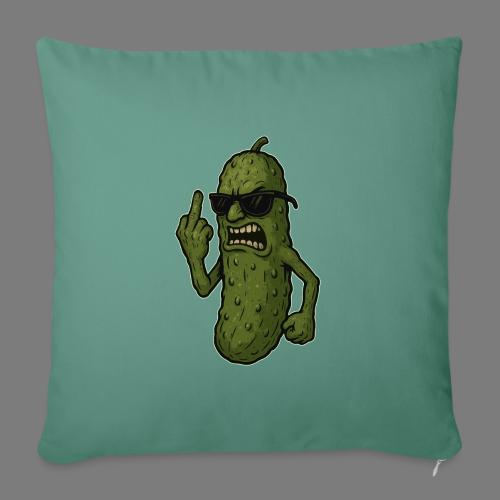 Angry Pickle Flipping the Bird - Throw Pillow Cover 17.5” x 17.5”