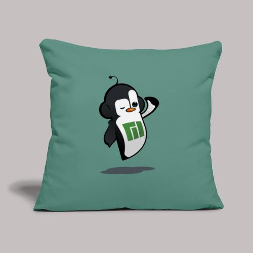 Manjaro Mascot wink hello left - Throw Pillow Cover 17.5” x 17.5”