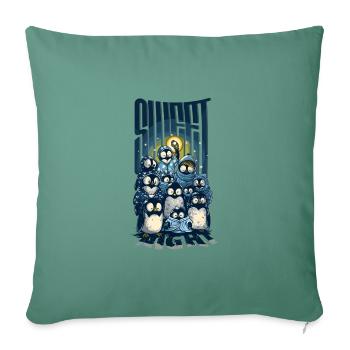Penguin Pajama Party - Throw Pillow Cover 17.5” x 17.5” - cypress green - Front