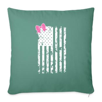American Flag Bow - Throw Pillow Cover 17.5” x 17.5” - cypress green - Front