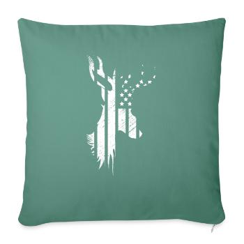 Camouflage Flag Deer Hunting America Flag - Throw Pillow Cover 17.5” x 17.5” - cypress green - Front
