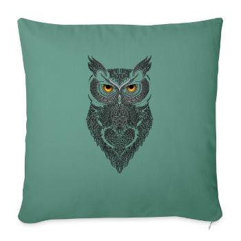 Owl - Throw Pillow Cover 17.5” x 17.5” - cypress green - Front