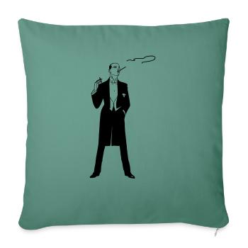 Smoking in a Tuxedo - Throw Pillow Cover 17.5” x 17.5” - cypress green - Front