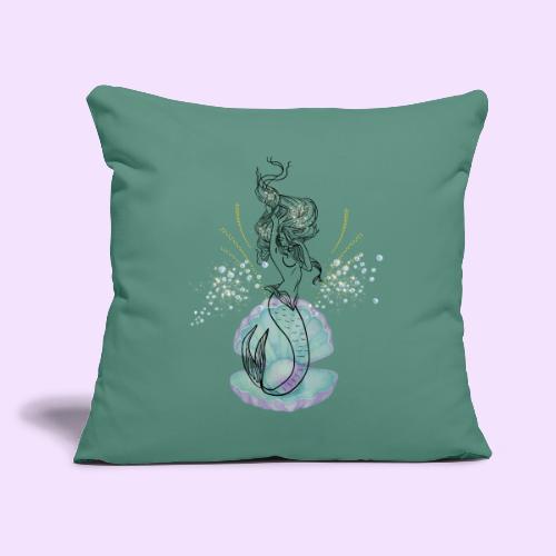 Mermaid Ocean Goddess In Shell - Fairytale Design - Throw Pillow Cover 17.5” x 17.5”