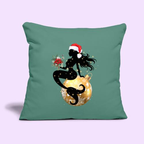 Merry Mermaid - Christmas Edition Design - Throw Pillow Cover 17.5” x 17.5”