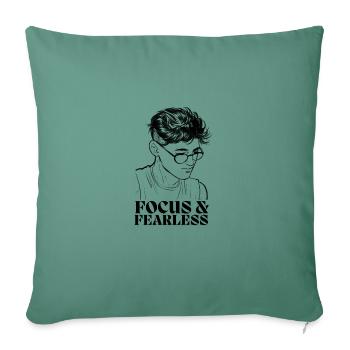 Focus and Fearless - Throw Pillow Cover 17.5” x 17.5” - cypress green - Front