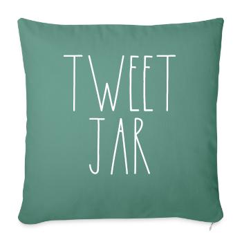 Tweet Jar White Rae Dunn Inspired Minimalist Decor - Throw Pillow Cover 17.5” x 17.5” - cypress green - Front