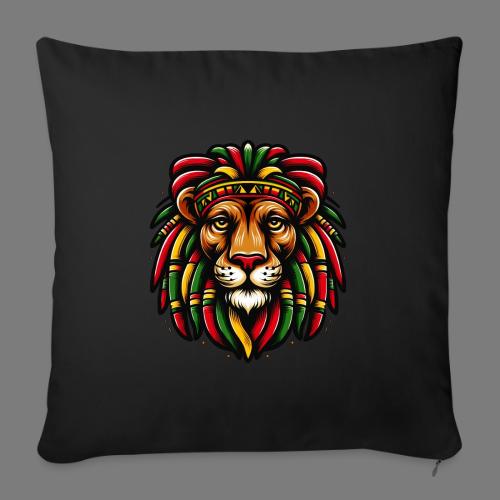 Reggae Roar: Lion & Cannabis Freedom - Throw Pillow Cover 17.5” x 17.5”