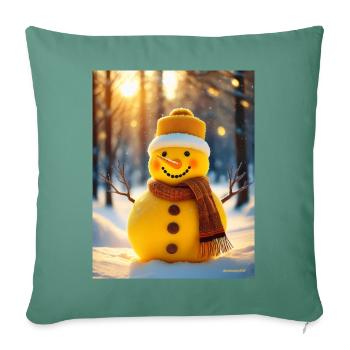 Yellow Snowman - Throw Pillow Cover 17.5” x 17.5” - cypress green - Front