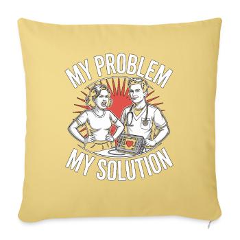 Cardiac Tech My Problem My Pictogram Dad Echo Tech - Throw Pillow Cover 17.5” x 17.5” - washed yellow - Front