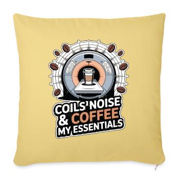 MRI Tech Coils Noise & Coffee Radiologist Rad Tech - Throw Pillow Cover 17.5” x 17.5” - washed yellow - Front