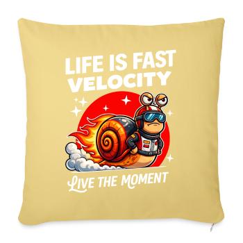 Life Is Fast Velocity Snail Racer Live The Moment - Throw Pillow Cover 17.5” x 17.5” - washed yellow - Front