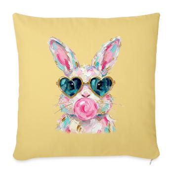 Pastel Cool Bunny - Throw Pillow Cover 17.5” x 17.5” - washed yellow - Front