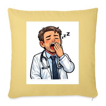 Overworked Sleepy Doctor - Throw Pillow Cover 17.5” x 17.5” - washed yellow - Front