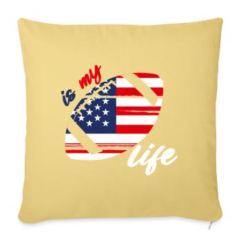 Patriotic Football Life - Throw Pillow Cover 17.5” x 17.5” - washed yellow - Front