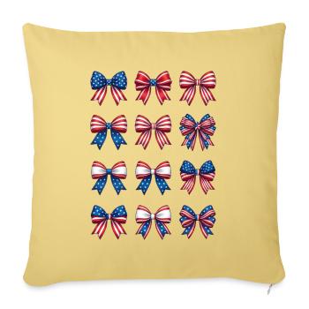 Patriotic Ribbon Bows - Throw Pillow Cover 17.5” x 17.5” - washed yellow - Front