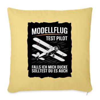  Modellflug Test Pilot Falls Ich Mich Ducke - Throw Pillow Cover 17.5” x 17.5” - washed yellow - Front