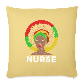 Afro Pan African Flag Black Nurse - Throw Pillow Cover 17.5” x 17.5” - washed yellow - Front