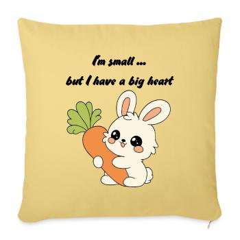 Tiny Bunny with a Big Heart - Throw Pillow Cover 17.5” x 17.5” - washed yellow - Front