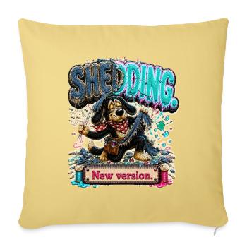 Cozy Dog Relaxed Lifestyle Humor - Throw Pillow Cover 17.5” x 17.5” - washed yellow - Front