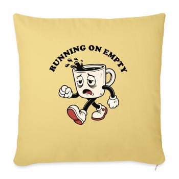 Exhausted Coffee Mug Runner - Throw Pillow Cover 17.5” x 17.5” - washed yellow - Front