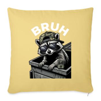 Bruh Raccoon Trash Panda Cool Sunglasses Meme - Throw Pillow Cover 17.5” x 17.5” - washed yellow - Front