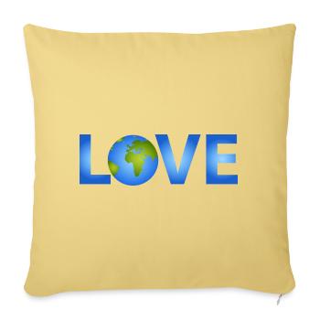 Earth Love Embrace - Throw Pillow Cover 17.5” x 17.5” - washed yellow - Front