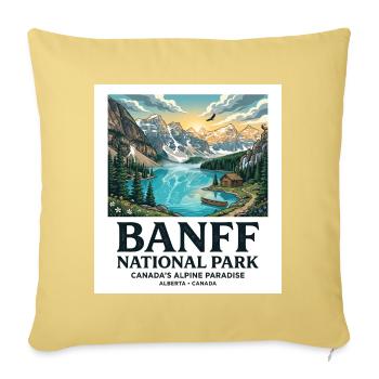 Banff National Park T-Shirt | Canadian Rockies - Throw Pillow Cover 17.5” x 17.5” - washed yellow - Front