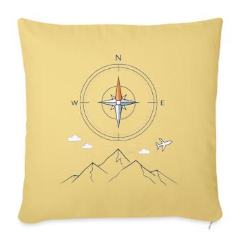 Compass Peak Adventure - Throw Pillow Cover 17.5” x 17.5” - washed yellow - Front
