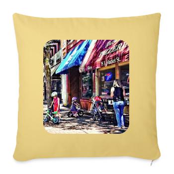 Corning NY - Family Outing - Throw Pillow Cover 17.5” x 17.5” - washed yellow - Front