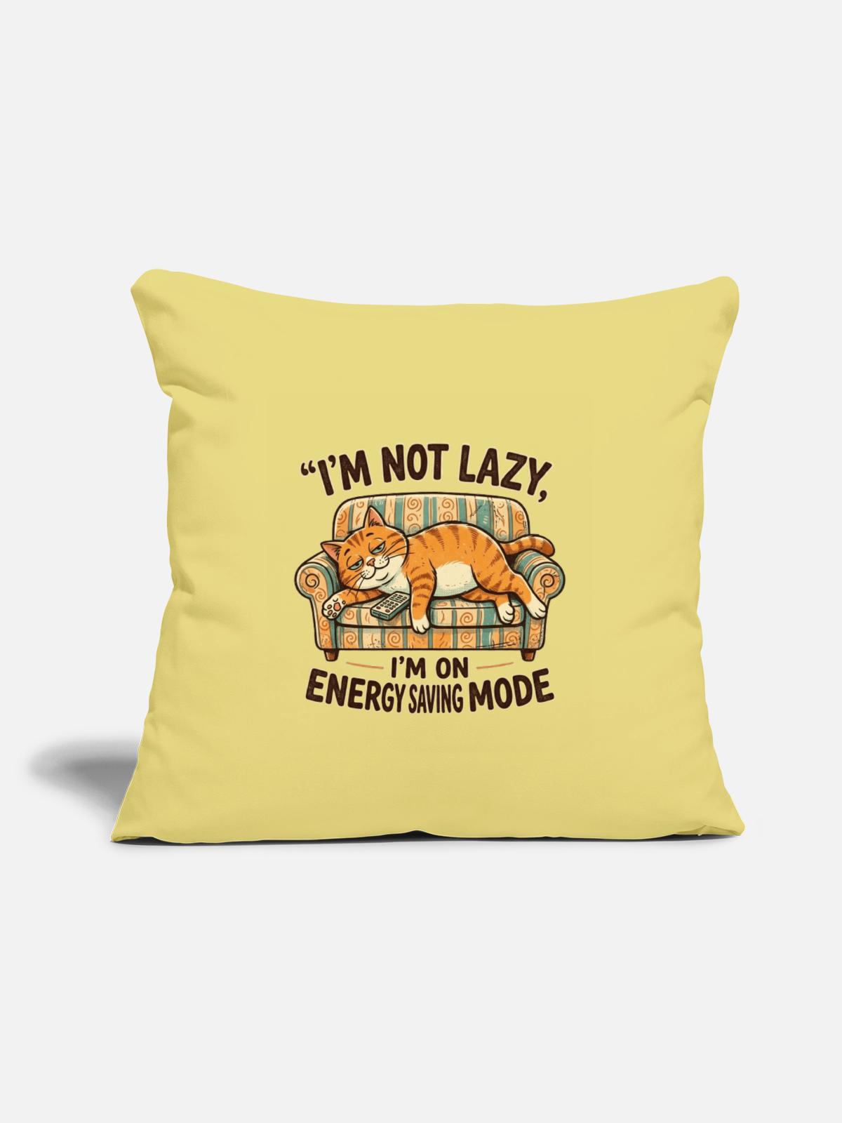 Lazy_Cat - Throw Pillow Cover 17.5” x 17.5” - washed yellow - Front